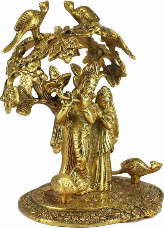 GIFT Radha Krishna Standing Under Tree' Showpiece (Metal, 16 cm x 20 cm, Golden