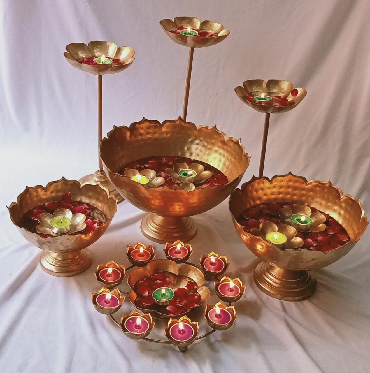 Iron Taj Urli bowl / Urli set/Christmas/Pooja/wedding Gift/CHRISTMAS/DIWALI GIFT/Home Decoration 9pc