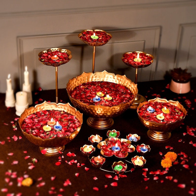 Iron Taj Urli bowl / Urli set/Christmas/Pooja/wedding Gift/CHRISTMAS/DIWALI GIFT/Home Decoration 9pc