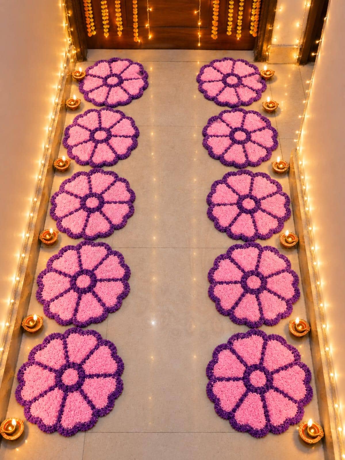 Handmade Floral Mat Set | Indian Puja Aasan, Temple Decor