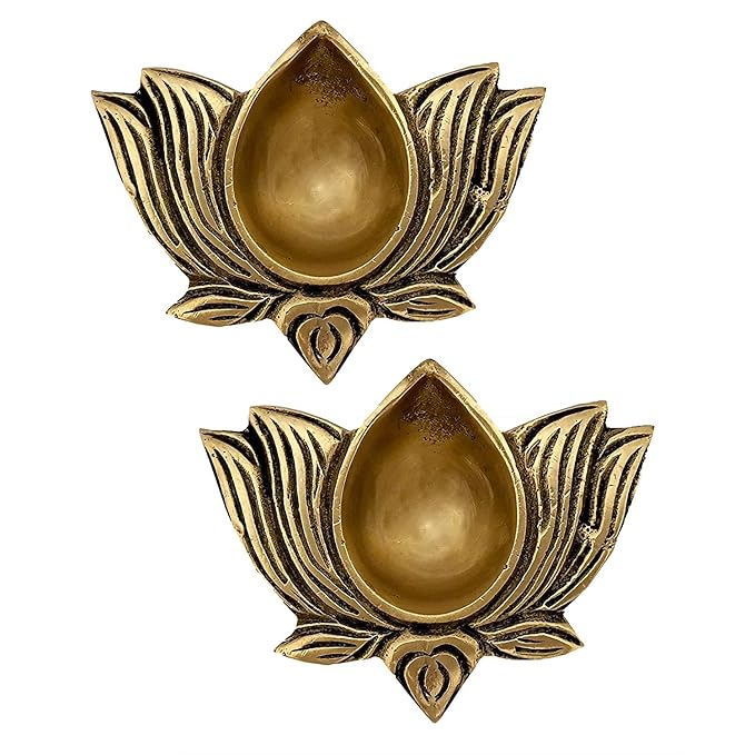 Lotus Iron Diya – 2.5x3.5 Inch Iron Oil Lamp for Puja & Diwali Decorations – Ideal for Festive Home Décor & Religious Ceremonies | Metal Tea Light Holder|Diwali wedding Decor