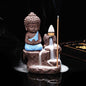 GIFT Lord buddha little baby monk buddha fragrance holder Smoke Backflow Cone Incense Holder 10 Free Cones/home decor