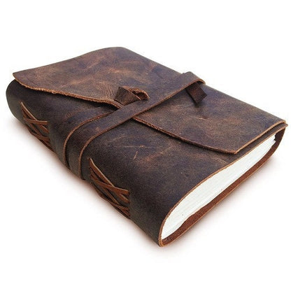 Diary Vintage Handmade paper journal Notebook-Soft Rustic buffalo leather- Unlined Paper-travel diary- 7x5&quot; Planner/Art Sketch book
