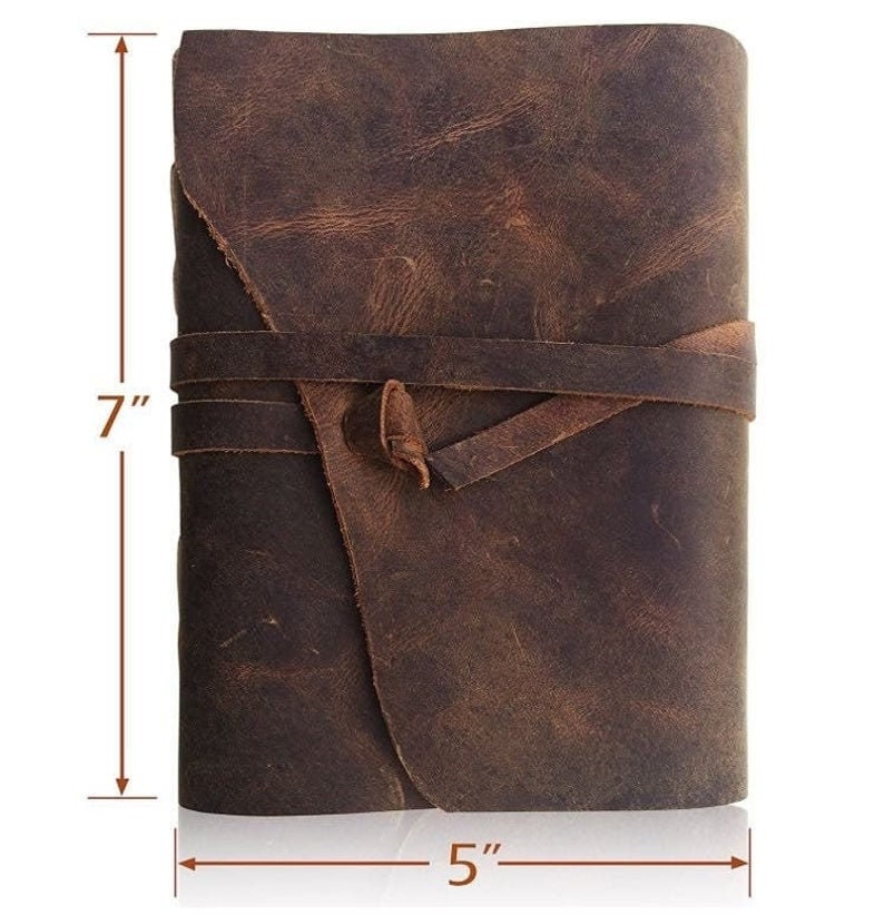 Diary Vintage Handmade paper journal Notebook-Soft Rustic buffalo leather- Unlined Paper-travel diary- 7x5&quot; Planner/Art Sketch book