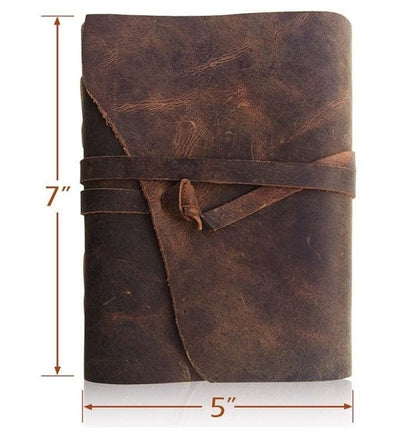 Diary Vintage Handmade paper journal Notebook-Soft Rustic buffalo leather- Unlined Paper-travel diary- 7x5&quot; Planner/Art Sketch book