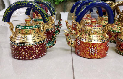 Indian Handmade Decorative tea pot boho Hand-Painted Multicolor Tea Kettle coffee pot  tea maker kitchen dining home decor housewarming gift