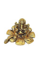 Lord Ganesha Ganesha on Flower in Metal Antique Gold Plated