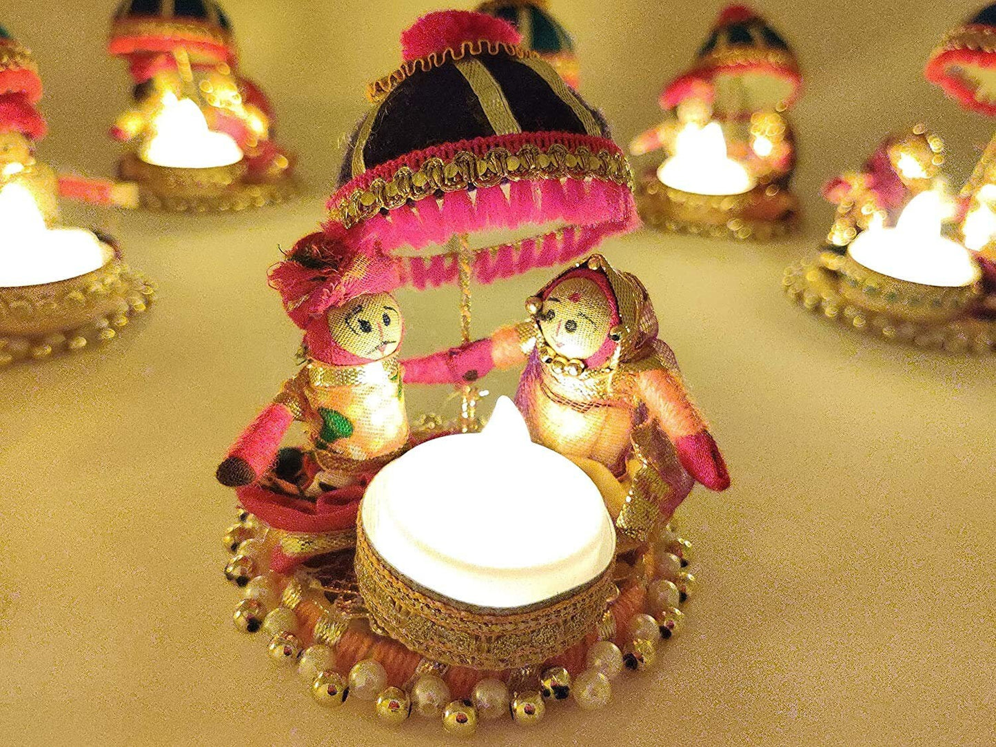 CHRISTMAS Gift Decoration Umbrella Couple Puppet T Light Candle Home Decor,Diwali Gift T light Candle Festival/ wedding/christmas Decoration