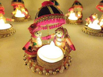 CHRISTMAS Gift Decoration Umbrella Couple Puppet T Light Candle Home Decor,Diwali Gift T light Candle Festival/ wedding/christmas Decoration