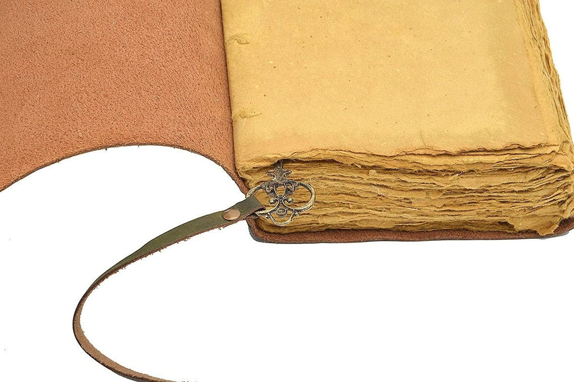 Green soft RUSTIC Leather Diary with key Handmade DECKLE EDGE paper/journal/Notebook-Unlined Paper-travel diary- 8X6&quot;Planner/Art Sketch book
