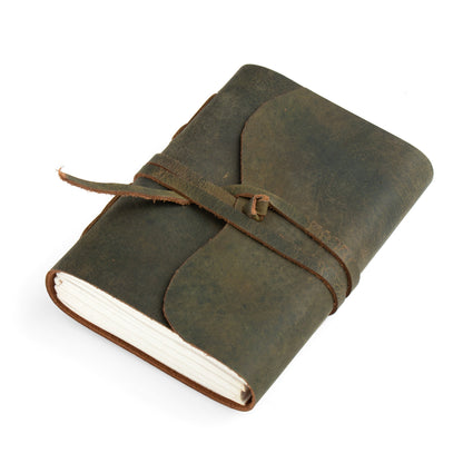 GREEN  BUFFALO Leather Handmade Journal Notebook-Soft Rustic buffalo leather- Unlined thick Paper-travel diary- 7x5&quot;/Planner/Art Sketch book