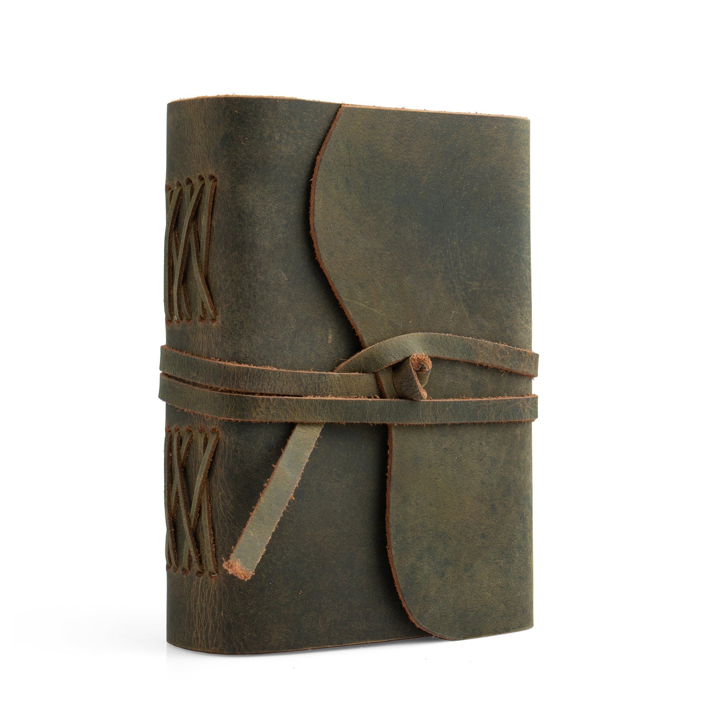 GREEN  BUFFALO Leather Handmade Journal Notebook-Soft Rustic buffalo leather- Unlined thick Paper-travel diary- 7x5&quot;/Planner/Art Sketch book
