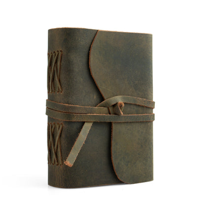 GREEN  BUFFALO Leather Handmade Journal Notebook-Soft Rustic buffalo leather- Unlined thick Paper-travel diary- 7x5&quot;/Planner/Art Sketch book