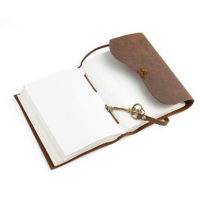 Leather Handmade Journal Notebook-Soft Rustic leather- Unlined Handmade thick Paper-travel diary-7x5&quot;Planner/customized diary