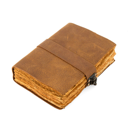 Buy 5 diaries wholesale Leather Journal with key Handmade DECKLE EDGE PAPER Journal Notebook-Soft Rustic leather travel diary-8x6&quot;Planner