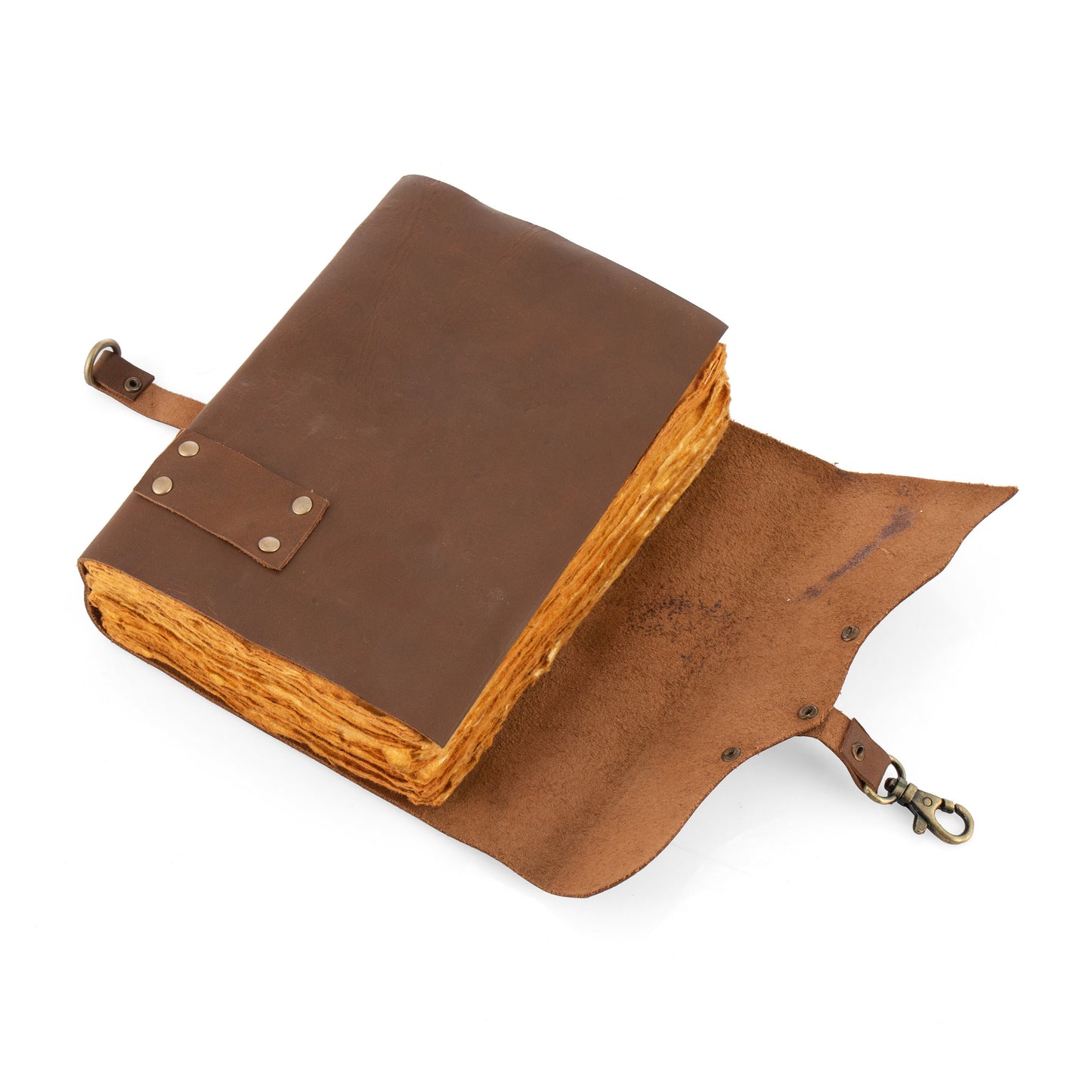 Leather Journal DECKLE EDGE  paper with Buckle Writing Notebook Antique Leather Daily Notepad for Men + Women,Travel diary Planner