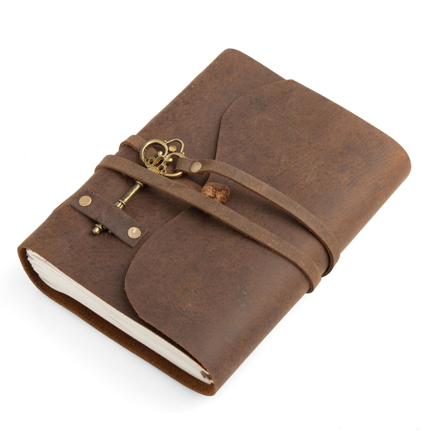 Leather Handmade Journal Notebook-Soft Rustic leather- Unlined Handmade thick Paper-travel diary-7x5&quot;Planner/customized diary