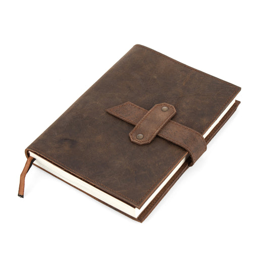 Dark Brown Leather Journal-Refillable Writing Notebook Antique Leather Bound Daily Men+Women,Travel diary/Notebook-lined Paper 8X6&quot;Planner