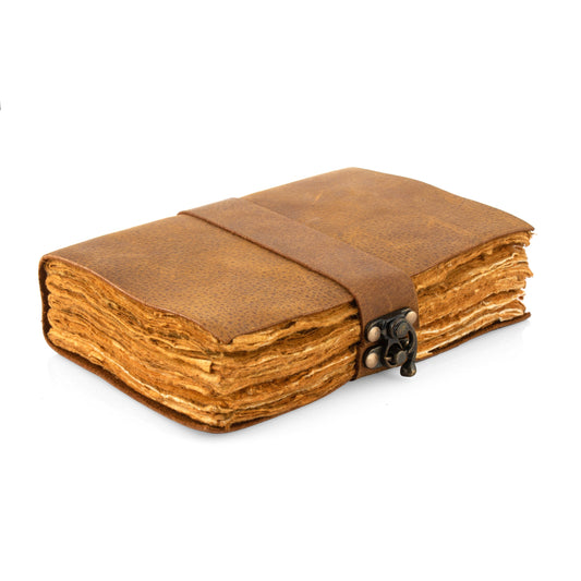 Buy 5 diaries wholesale Leather Journal with key Handmade DECKLE EDGE PAPER Journal Notebook-Soft Rustic leather travel diary-8x6&quot;Planner
