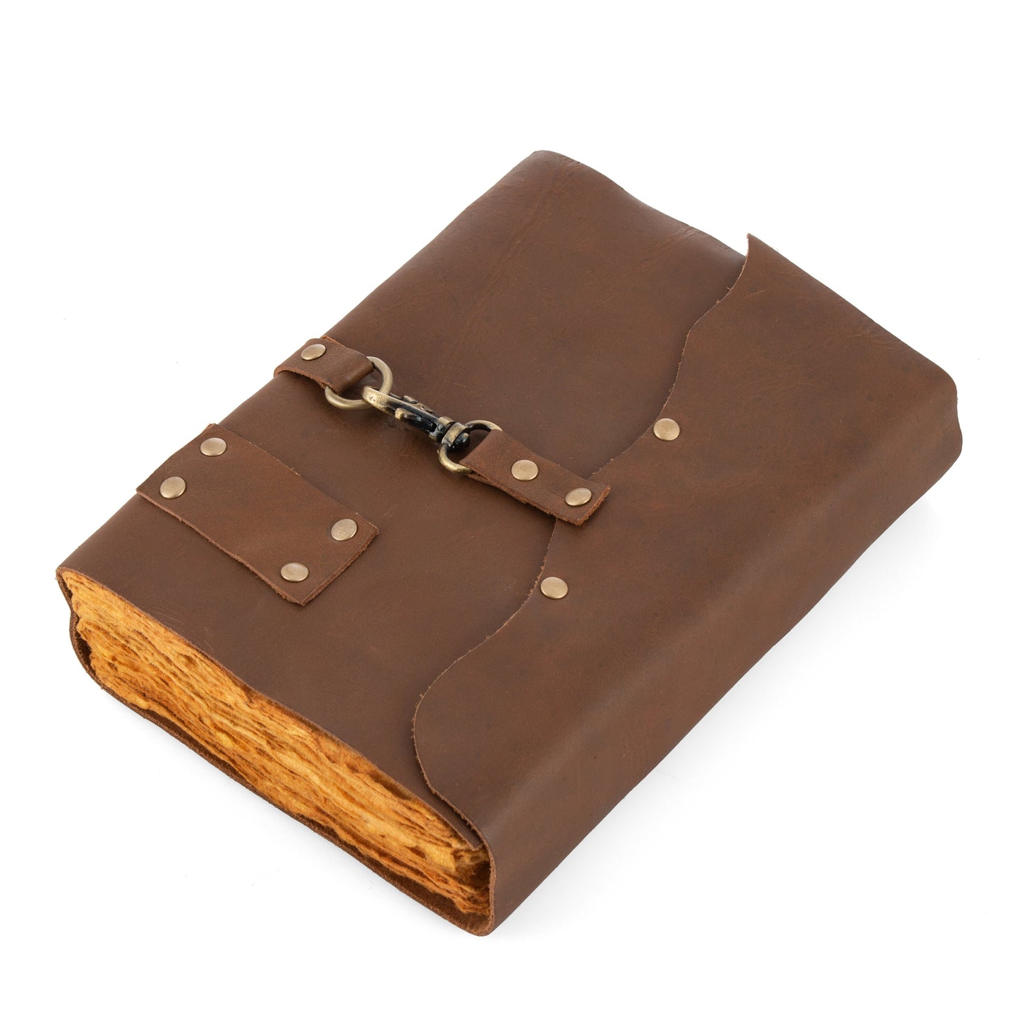 Leather Journal DECKLE EDGE  paper with Buckle Writing Notebook Antique Leather Daily Notepad for Men + Women,Travel diary Planner