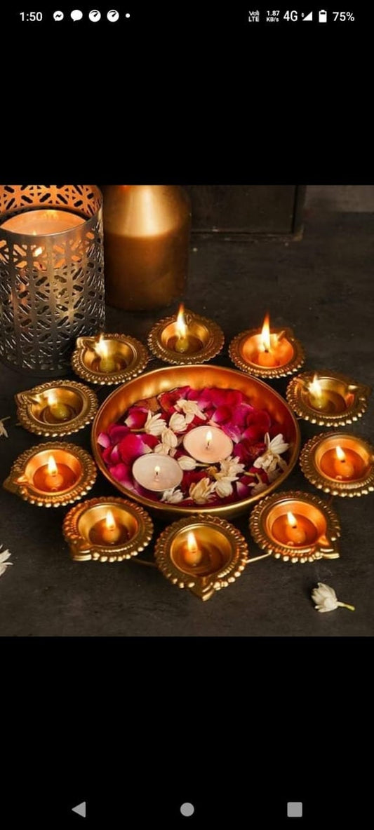 Iron Diya Urli |Urli  bowl/Candle Holder | Festival |CHRISTMAS GIFT | Diwali |wedding Decor -1 pc-12 inch