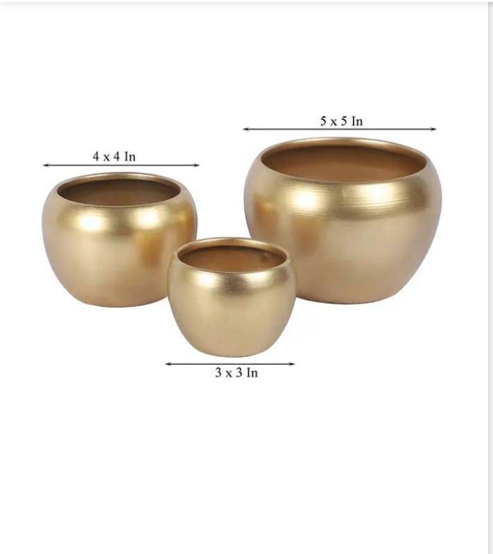Modern metal pot Brass Electro plating Apple Shapes Planters-3 pcs set indoor planter outdoor planters house decoration thanks giving gift