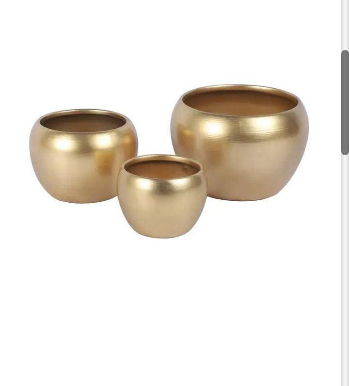 Modern metal pot Brass Electro plating Apple Shapes Planters-3 pcs set indoor planter outdoor planters house decoration thanks giving gift