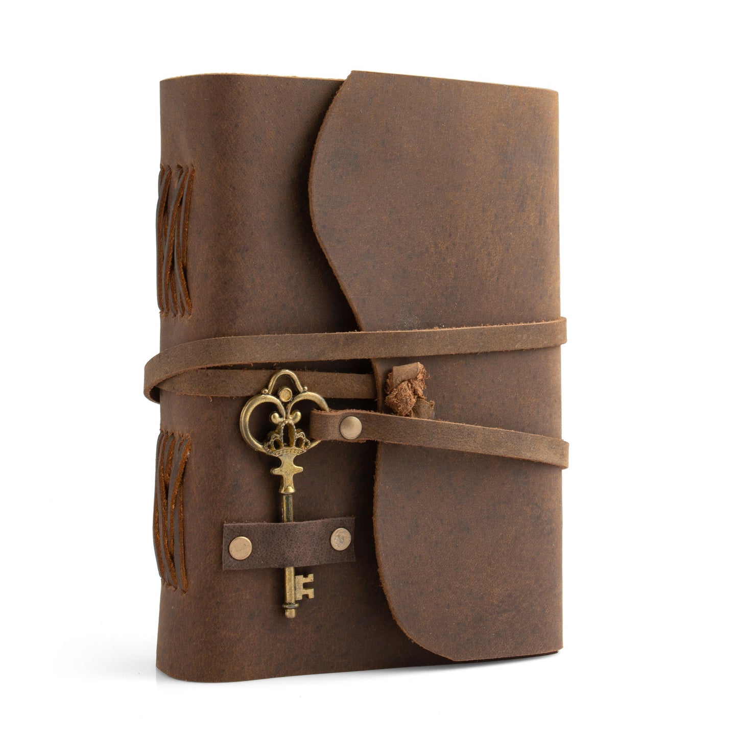 Buy 5 diaries wholesale Leather Journal with key Handmade DECKLE EDGE PAPER Journal Notebook-Soft Rustic leather travel diary-8x6&quot;Planner