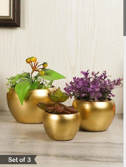 Modern metal pot Brass Electro plating Apple Shapes Planters-3 pcs set indoor planter outdoor planters house decoration thanks giving gift