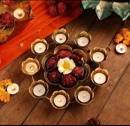Iron Rangoli flower Urli with candle holder/Urli bowl/Candle Festive/CHRISTMAS GIFT diwali/wedding Decor -2 pc