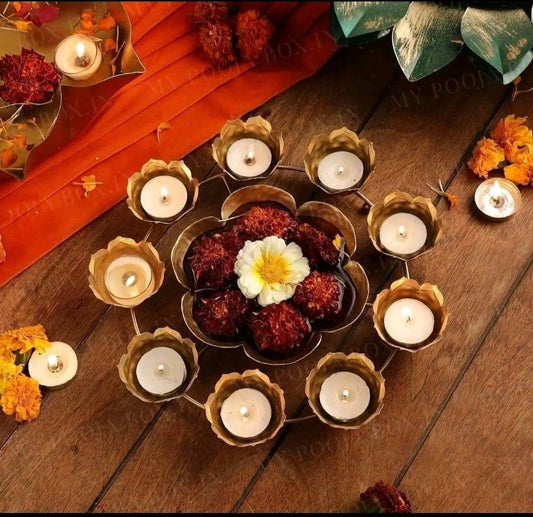 Iron Rangoli flower Urli with candle holder/Urli bowl/Candle Festive/CHRISTMAS GIFT diwali/wedding Decor -2 pc