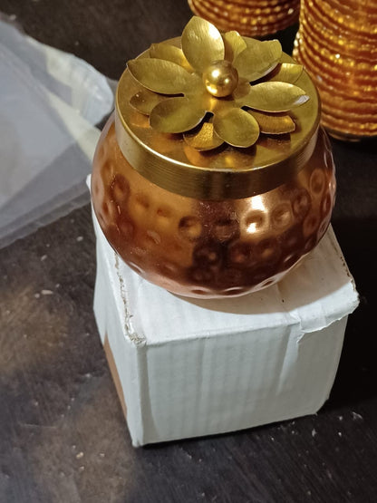 Iron hammered dry fruit jars Gold Plated Fruit Bowl 4 inch with Lid (Pot Shape), Return Gifts Baby Shower, Serving Bowls/party function jar