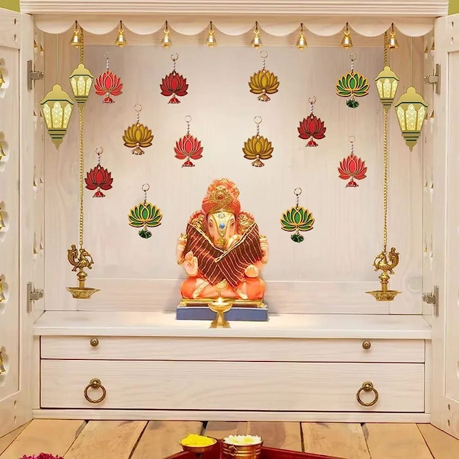 Lotus hanging for DIWALI Decoration/Lotus Back Drop Hanging/Lotus back drop decor/Temple Decor Door Hanging/Lotus Diwali/Navratri/Decor