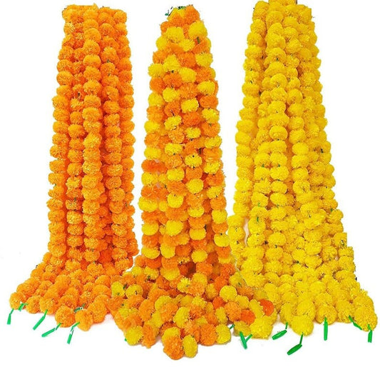 Marigold hanging/marigold flower garland with bells/marigold strings Bell tassels Toran/valence ganpati decoration/backdrops flower toran
