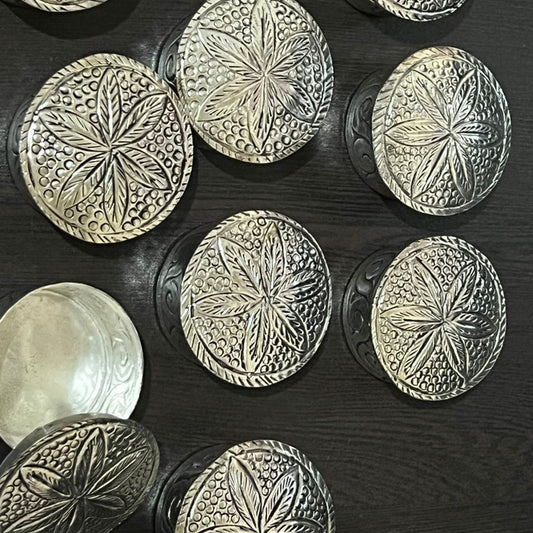 100 pc German Silver Round shape Haldi kumkum bowl,Roli Chawal Platter|Haldi KumKum Favor|Sindoor|Pooja Gift|Favors|Indian Wedding Favor