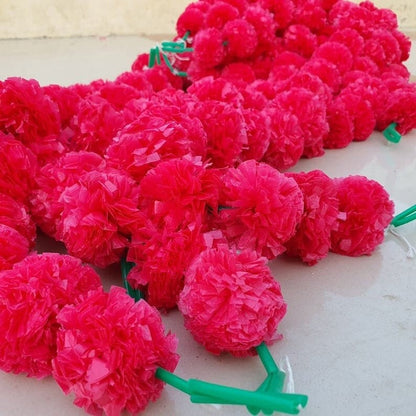 Marigold hanging/marigold flower garland with bells/marigold strings Bell tassels Toran/valence ganpati decoration/backdrops flower toran