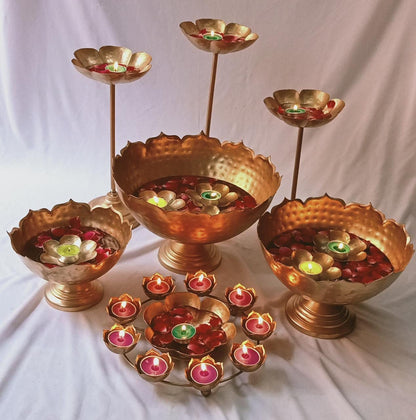 Iron Taj Urli bowl / Urli set/Christmas/Pooja/wedding Gift/CHRISTMAS/DIWALI GIFT/Home Decoration 9pc