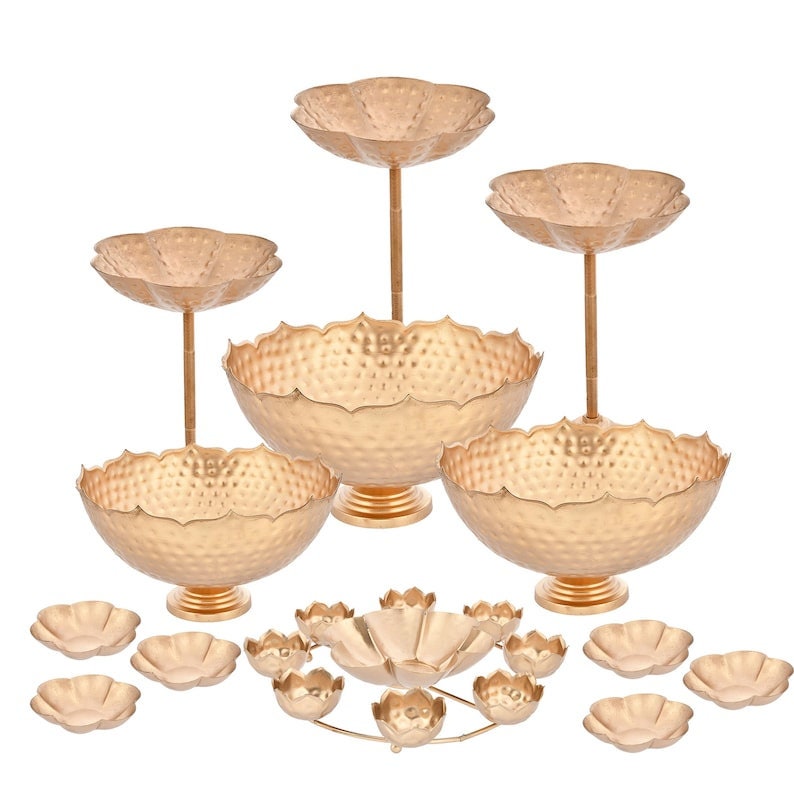 Iron Taj Urli bowl / Urli set/Christmas/Pooja/wedding Gift/CHRISTMAS/DIWALI GIFT/Home Decoration 9pc