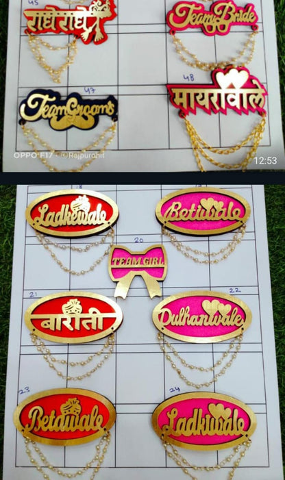 100 pcs bride/ bridegroom tag, brochre Sangeet Mehndi Ganney Ganaas Indian Wedding bangles Mehendi/Wedding favours/give away/Haldi/Gift
