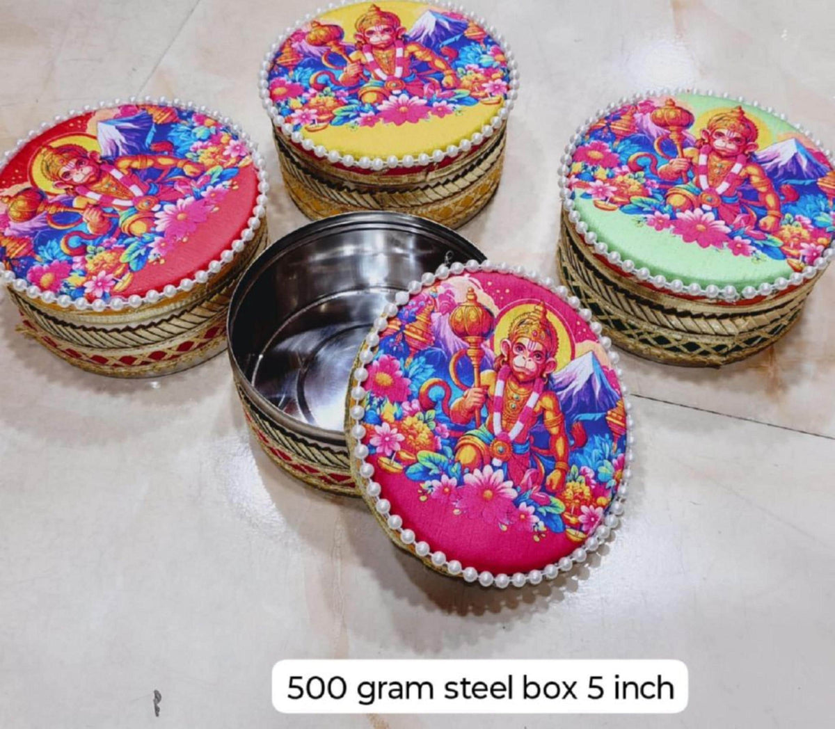 Stainless Steel Storage Container Gift Box: Wedding & Pooja Favors, Size - 5"| 500 gm