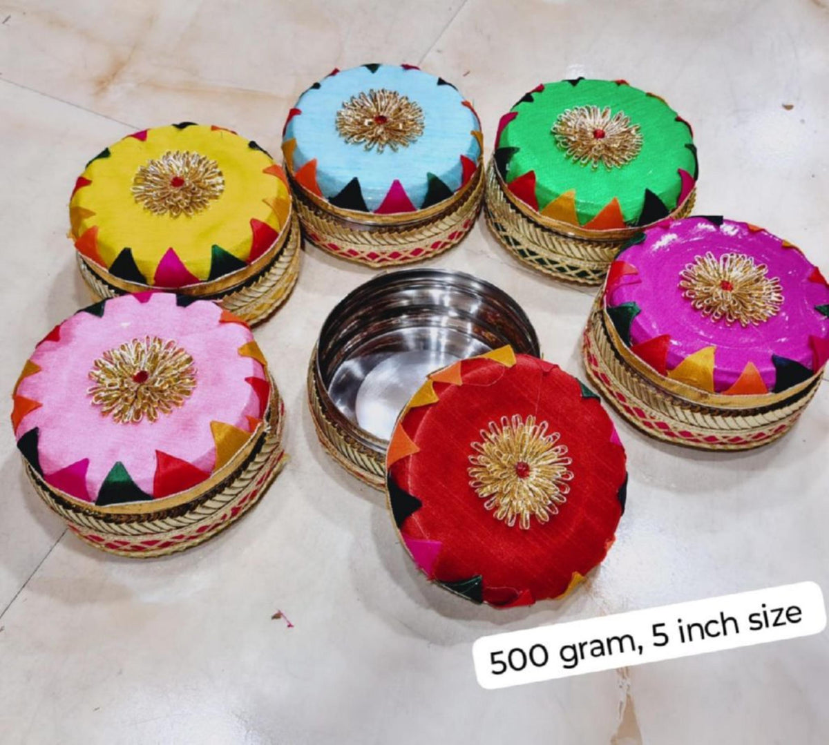 Stainless Steel Storage Container Gift Box: Wedding & Pooja Favors, Size - 5"| 500 gm