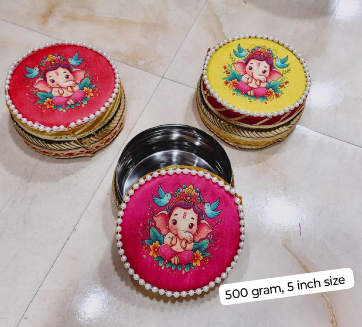 Stainless Steel Storage Container Gift Box: Wedding & Pooja Favors, Size - 5"| 500 gm