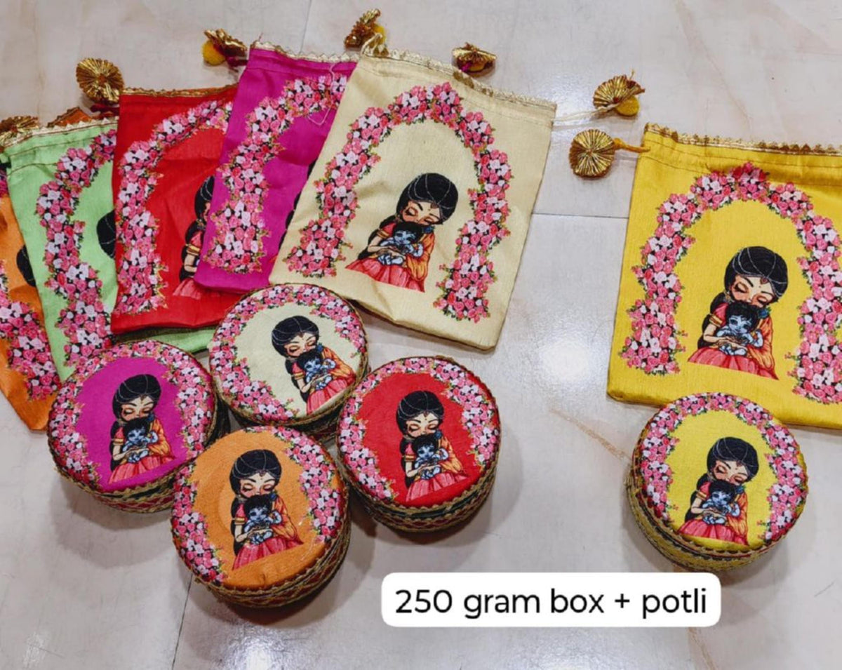 Stainless Steel Gift Box & Potli Set: Wedding Pooja Favors