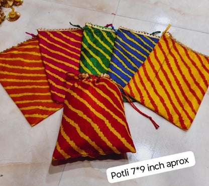 Printed lehriya Potli Bags - Indian Wedding Favors, Shagun Pouch 7*9 inch