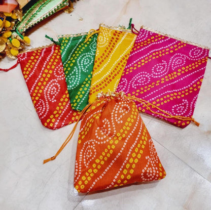 Printed lehriya Potli Bags - Indian Wedding Favors, Shagun Pouch 7*9 inch
