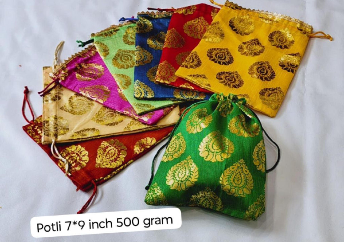 Printed lehriya Potli Bags - Indian Wedding Favors, Shagun Pouch 7*9 inch