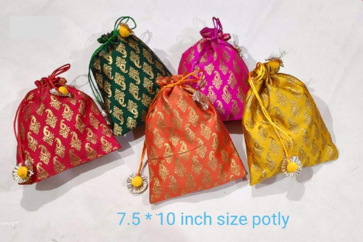 Printed lehriya Potli Bags - Indian Wedding Favors, Shagun Pouch 7*9 inch