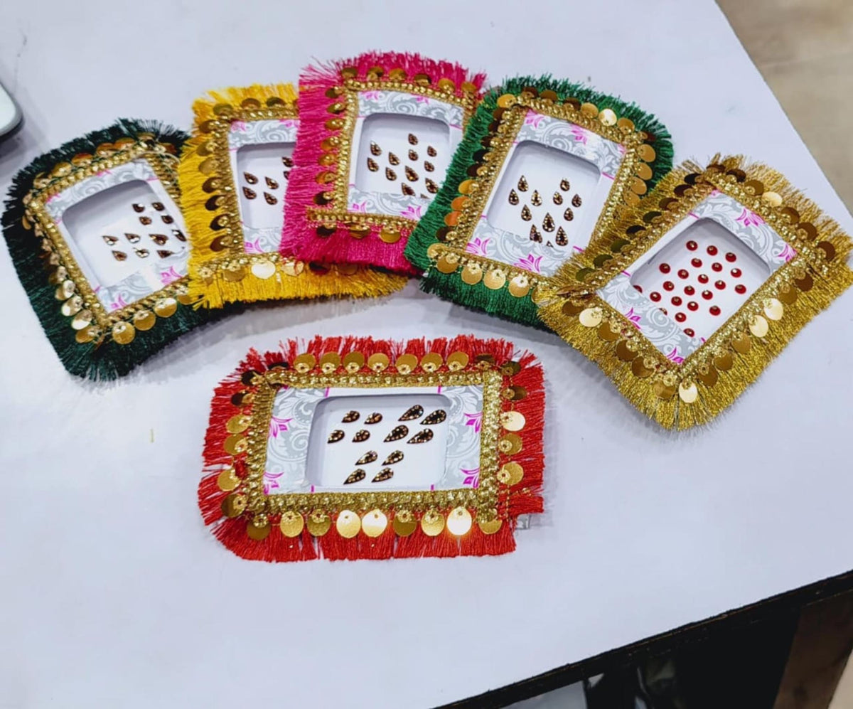 Gota Decorated Bindi: Haldi Mehendi Wedding Favors