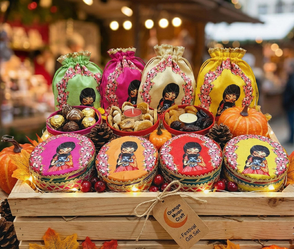 Stainless Steel Gift Box & Potli Set: Wedding Pooja Favors