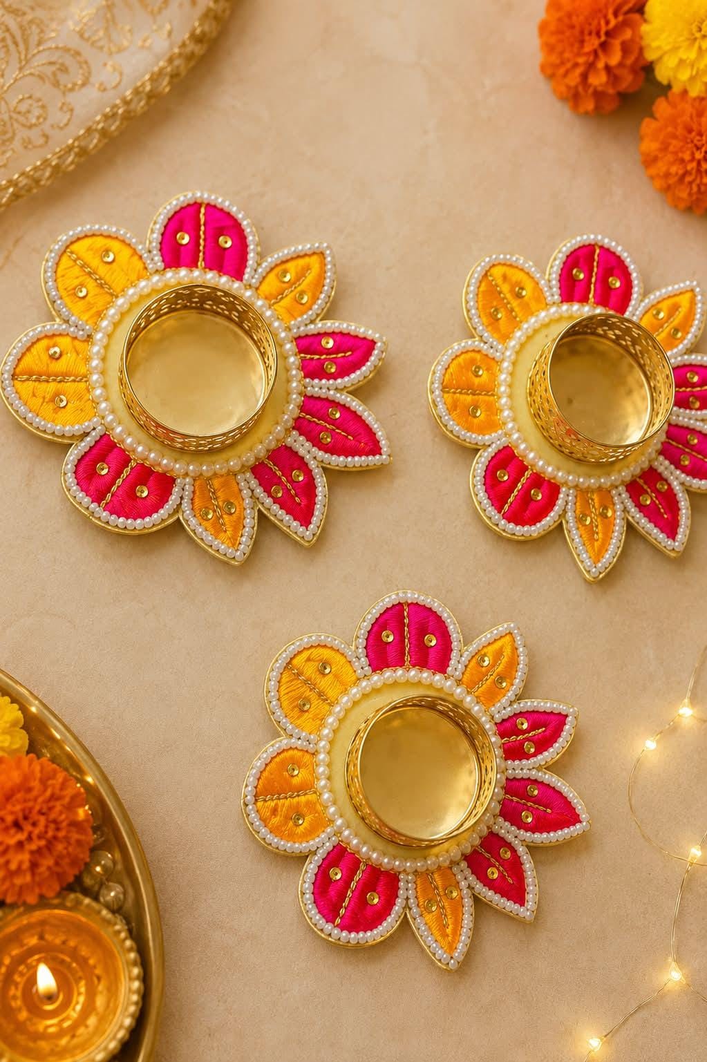 Elegant Tealight Holders | Indian Wedding, Diwali Pooja Decor